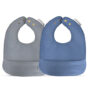 2 Pack de Baberos de Piel Vegana para Bebés de 0 a 12 Meses | Azul y Gris Plomo Bleulala