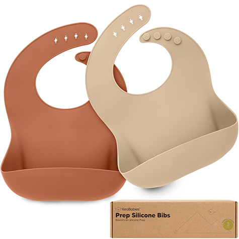 KeaBabies 2 Pack de Baberos de Silicona para Bebés Terracota
